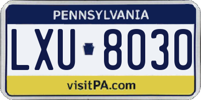 PA license plate LXU8030