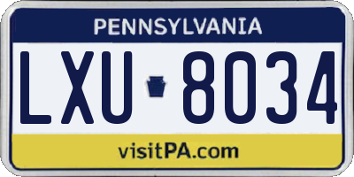 PA license plate LXU8034
