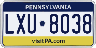 PA license plate LXU8038