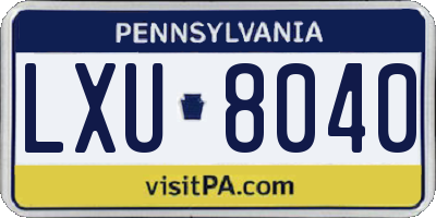 PA license plate LXU8040