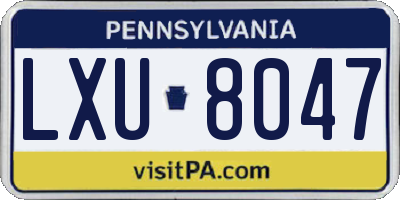 PA license plate LXU8047