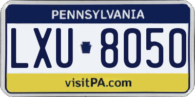 PA license plate LXU8050