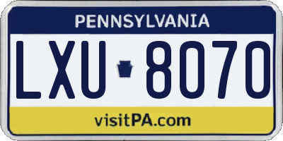 PA license plate LXU8070