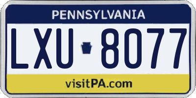 PA license plate LXU8077