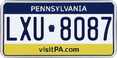 PA license plate LXU8087