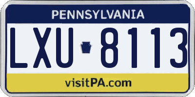 PA license plate LXU8113