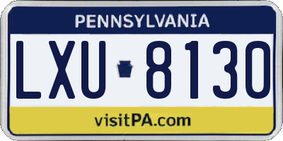 PA license plate LXU8130
