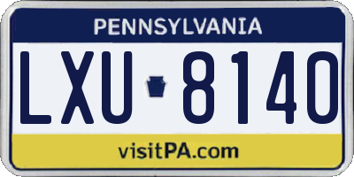 PA license plate LXU8140