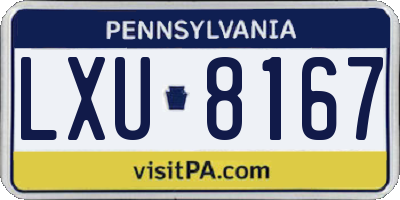 PA license plate LXU8167
