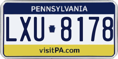 PA license plate LXU8178
