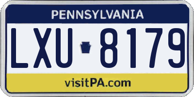 PA license plate LXU8179