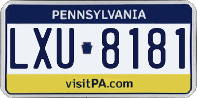 PA license plate LXU8181