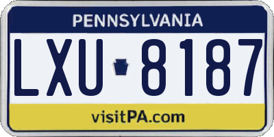 PA license plate LXU8187