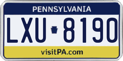 PA license plate LXU8190