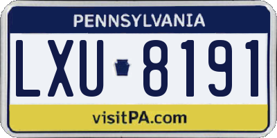 PA license plate LXU8191