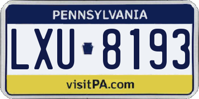 PA license plate LXU8193