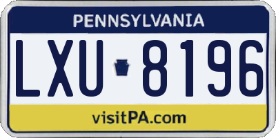 PA license plate LXU8196