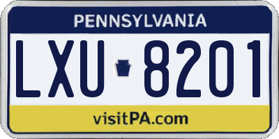 PA license plate LXU8201