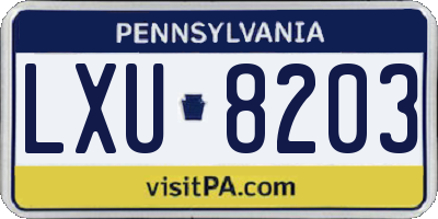 PA license plate LXU8203