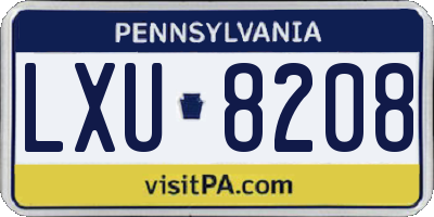 PA license plate LXU8208