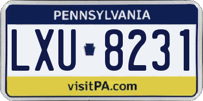 PA license plate LXU8231