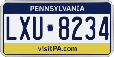 PA license plate LXU8234