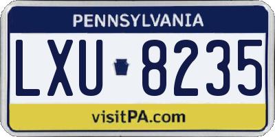 PA license plate LXU8235