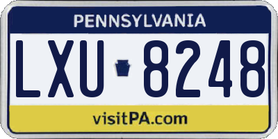 PA license plate LXU8248