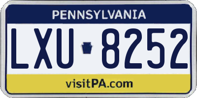 PA license plate LXU8252