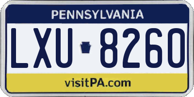 PA license plate LXU8260