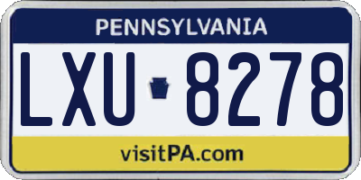 PA license plate LXU8278
