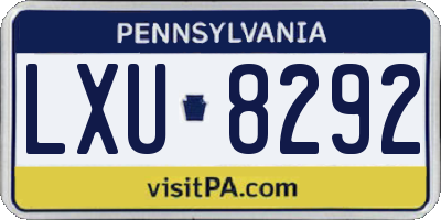 PA license plate LXU8292