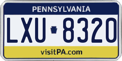 PA license plate LXU8320