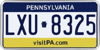 PA license plate LXU8325