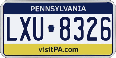 PA license plate LXU8326