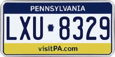 PA license plate LXU8329