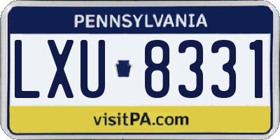 PA license plate LXU8331