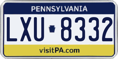 PA license plate LXU8332