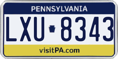 PA license plate LXU8343