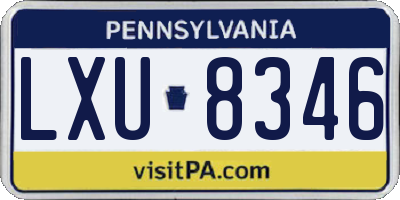 PA license plate LXU8346