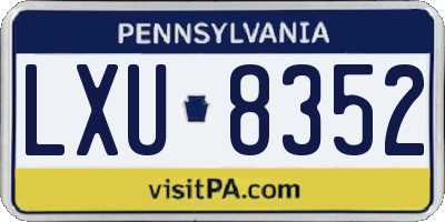 PA license plate LXU8352