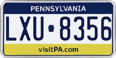 PA license plate LXU8356