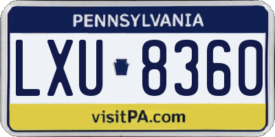 PA license plate LXU8360