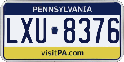 PA license plate LXU8376