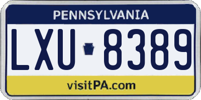 PA license plate LXU8389