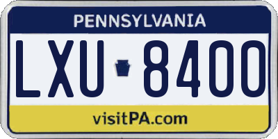 PA license plate LXU8400