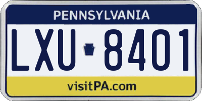 PA license plate LXU8401