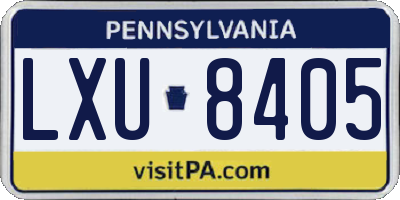 PA license plate LXU8405