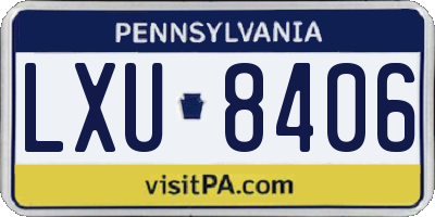 PA license plate LXU8406