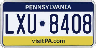 PA license plate LXU8408